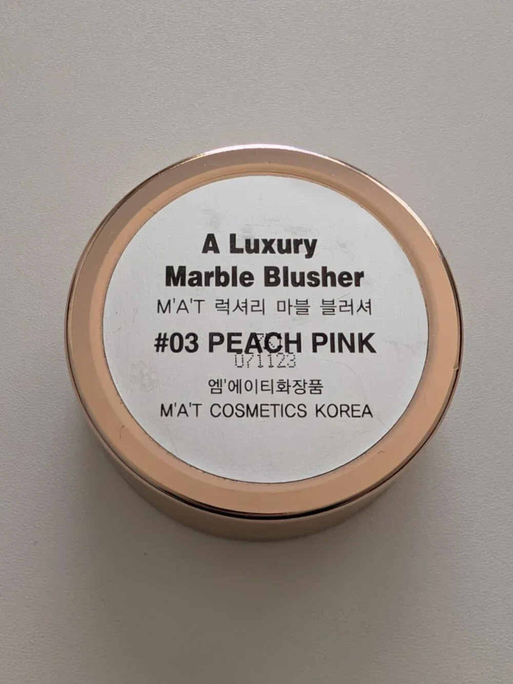 MAT Cosmetics Korea A Luxury Marble Blusher #03 Peach Pink K-Beauty New